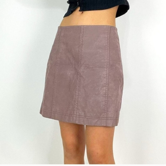 Free People Modern Femme Vegan Suede Mini Skirt Women’s Size 6 Mauve - Picture 1 of 12